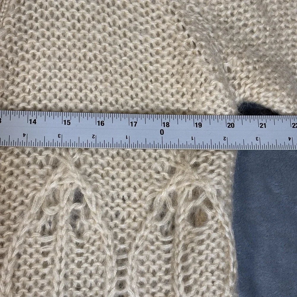 Moda International Cream Mohair Long Cardigan‎ Sweater Large Cottagecore Boho